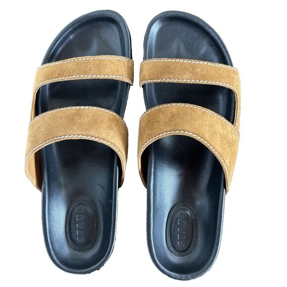 STAUD Cyprus Suede Slides Tan Color Sandals MSRP $295 New Size 42/ US 12 - Picture 6 of 8